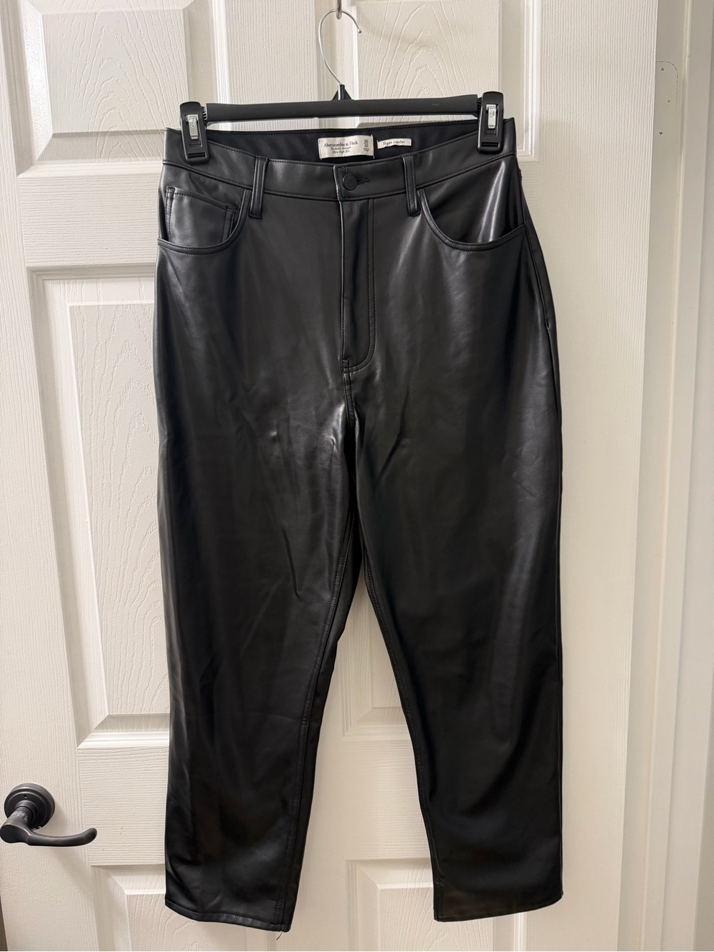 Abercrombie & Fitch Ankle Straight Ultra High Rise Vegan Leather Pants